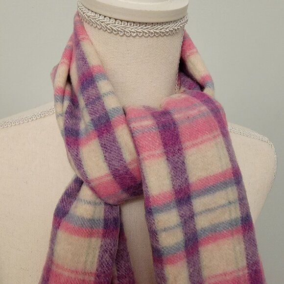 Lochmere Merino Wool & Cashmere Blend Scarf Colorful Plaid Tutti Frutti - Picture 3 of 3